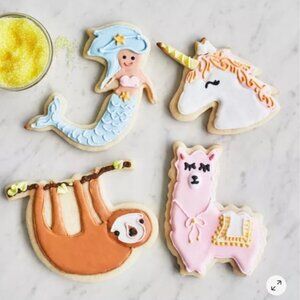 New SUR LA TABLE Whimsy Sloth Unicorn Mermaid Llama Cookie Cutters (Set of 4)